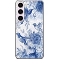 Pikkukuva 1 / 3: Yhteensopiva Puhelinkuori Samsung Galaxy S23 Sininen retrokuvio, jossa on lintuja ja kukkia