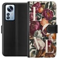 Pikkukuva 1 / 3: Yhteensopiva Lompakkokotelo Xiaomi 12 Pro Love-kukkakuvio pioneilla vintage-tyyliin, romanttinen ja lämmin design sinulle, joka rakastat klassista ka