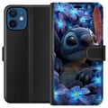 Miniatyrbilde 1 av 3: Kompatibelt Lommeboketui til Apple iPhone 12 Stitch blant blå blomster Drømmeaktig blå design med Stitch blant blomster i nattelys og en myk følelse