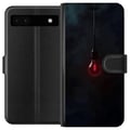 Pikkukuva 1 / 3: Yhteensopiva Lompakkokotelo Google Pixel 6a Tummanpunainen hehkulamppu tummassa ympäristössä, elegantti futuristinen muotoilu taiteellisella vivahtee