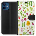 Miniatyrbillede 1 af 3: Kompatibel Tegnebogsetui til Apple iPhone 12 grøntsager mønster grøntsager avocado tomat agurk broccoli sund mad plakat køkken design retro