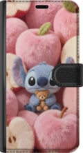 Pikkukuva 3 / 3: Yhteensopiva Lompakkokotelo Samsung Galaxy A32 5G Stitch pörröisissä vaaleanpunaisissa omenoissa pienen nallekarhun kanssa hurmaavassa kawaii-estetii