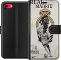 Pikkukuva 1 / 3: Yhteensopiva Lompakkokotelo Apple iPhone SE (2022) Real Madrid Vinícius Júnior hyökkääjä numeron 7 paidassa seuran logo valkoinen peliasu energinen p