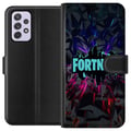 Miniatyrbilde 1 av 3: Kompatibelt Lommeboketui til Samsung Galaxy A52s 5G Spillinspirert abstrakt logo i neon med eksploderende former og dynamisk energi