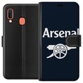 Miniatyrbillede 1 af 2: Kompatibel Tegnebogsetui til Samsung Galaxy A20e Arsenal-logo i mørkeblå og hvid, klassisk fodboldmotiv til Premier League-fans