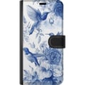 Miniatyrbillede 3 af 3: Kompatibel Tegnebogsetui til Samsung Galaxy A53 5G Blåt mønster med fugle og blomster retro