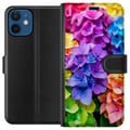 Miniatyrbilde 1 av 3: Kompatibelt Lommeboketui til Apple iPhone 12 Hortensia hortensiablomster fargerike blomster regnbue blomstermønster lilla rosa blå gul oransje kunst
