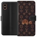 Miniatyrbillede 1 af 3: Kompatibel Tegnebogsetui til Apple iPhone XS Max Luksuriøst monogrammønster med ødelagt bamse i mørk, modeinspireret æstetik