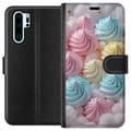 Miniatyrbillede 1 af 3: Kompatibel Tegnebogsetui til Huawei P30 Pro Pastelmarengsmotiv med candyfarverne rosa, blå og gul, sødt bagværksdesign til kageelskere