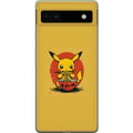 Pikkukuva 1 / 3: Yhteensopiva Puhelinkuori Google Pixel 6a Pikachu syömässä ramenia japanilaisessa animen inspiroimassa tyylissä keltaista taustaa vasten, hauska mode