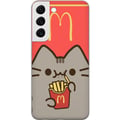 Miniatyrbillede 1 af 3: Kompatibel Mobilcover til Samsung Galaxy S22 5G Sød Pusheen-lignende kat med pommes frites i McDonald’s-stil – humoristisk og charmerende motiv.