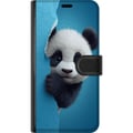 Pikkukuva 3 / 3: Yhteensopiva Lompakkokotelo Google Pixel 6a Suloinen panda kurkistaa paperin läpi pehmeässä 3D-kuvituksessa