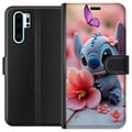 Pikkukuva 1 / 3: Yhteensopiva Lompakkokotelo Huawei P30 Pro Suloinen sininen fantasiolento, jolla on vaaleanpunainen kukka ja perhonen, romanttinen kevätaihe