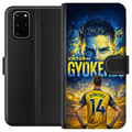 Miniatyrbilde 1 av 3: Kompatibelt Lommeboketui til Samsung Galaxy S20+ Fotballplakat av Viktor Gyökeres i gulblå fargeskala med dramatisk stadionbakgrunn, sportsillustrasj