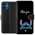Pikkukuva 1 / 3: Yhteensopiva Lompakkokotelo Apple iPhone 12 mini Stitch Minä Rakastan Sinua