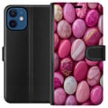 Miniatyrbilde 1 av 3: Kompatibelt Lommeboketui til Apple iPhone 12 Rosa marmorsteiner luksuriøst pastellmønster med blank overflate perfekt for moderne og chic design