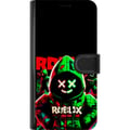 Miniatyrbilde 3 av 3: Kompatibelt Lommeboketui til Samsung Galaxy S23 Ultra Roblox Shadow Squad-design i en mørk, neoninspirert stil med grønne og røde kontraster for en k