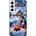 Miniatyrbild 1 av 3: Kompatibelt Mobilskal till Samsung Galaxy S22 5G Minecraft vintermotiv med Steve varg lägereld och snöig stuga spelillustration för Minecraft fans