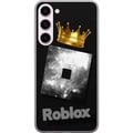 Pikkukuva 1 / 3: Yhteensopiva Puhelinkuori Samsung Galaxy S23+ Minimalistinen Roblox-symboli mustana ja hopeisena, kultaisella kruunulla ja ylellisellä pelaajaestetii