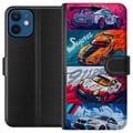 Pikkukuva 1 / 3: Yhteensopiva Lompakkokotelo Apple iPhone 12 mini Nopeat Autot - Piirretty Kuvio Toiminnalla
