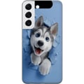 Pikkukuva 1 / 3: Yhteensopiva Puhelinkuori Samsung Galaxy S22 5G Suloinen huskynpentu kurkistaa rikkinäisen seinän läpi suuret siniset silmät loistaen pehmeässä 3D-ty