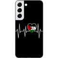 Miniatyrbild 1 av 3: Kompatibelt Mobilskal till Samsung Galaxy S22 5G Palestina hjärta med EKG linje flaggfärger svart röd vit grön stark symbol för kärlek och frihet