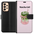 Pikkukuva 1 / 3: Yhteensopiva Lompakkokotelo Samsung Galaxy A33 5G Matcha Girl -kuvitus – kawaii-henkinen teen inspiroima design vaaleanpunaisella rusetilla