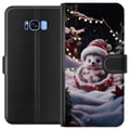 Miniatyrbild 1 av 2: Kompatibelt Plånboksfodral till Samsung Galaxy S8 Julig igelkott söt vinter cosy lights santa hat hedgehog cute christmas adorable holiday poster