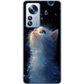 Miniatyrbild 1 av 3: Kompatibelt Mobilskal till Xiaomi 12 Pro Dreamy Starry Cat med vit katt som tittar mot stjärnorna ett drömskt och magiskt motiv för kattälskare