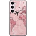 Pikkukuva 1 / 3: Yhteensopiva Puhelinkuori Samsung Galaxy S23 Matkustus lentokone vaaleanpunainen maailmankartta – matka- ja seikkailudesign lentokoneella vaaleanpuna