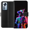 Pikkukuva 1 / 3: Yhteensopiva Lompakkokotelo Xiaomi 12 Pro Roblox Neon Player Värikäs Roblox-hahmo neonväreissä mustaa taustaa vasten modernissa pelityylissä