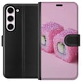 Pikkukuva 1 / 3: Yhteensopiva Lompakkokotelo Samsung Galaxy S23 Sushi juliste vaaleanpunainen glitter kawaii japanilainen ruoka rulla riisi kala esteettinen mattodesi