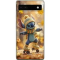 Pikkukuva 1 / 3: Yhteensopiva Puhelinkuori Google Pixel 6a Syksyn inspiroima Stitch rullaluistimilla pipon huivin ja lehtien kanssa lämminhenkinen suloinen kuvitus Di