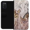 Miniatyrbilde 1 av 2: Kompatibelt Lommeboketui til Samsung Galaxy A03s Beige marmor med gullglitterstruktur, elegant design med luksuriøs følelse, perfekt for moderne stil