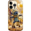 Miniatyrbild 1 av 3: Kompatibelt Mobilskal till Apple iPhone 14 Pro Höstinspirerad Stitch på rullskridskor med mössa halsduk och löv varm söt illustration för Disney älsk