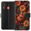 Miniatyrbillede 1 af 2: Kompatibel Tegnebogsetui til Samsung Galaxy A20e Efterårsmotiv plakat græskar halloween efterår høst æbler rustik dekor blomster efterår sæson design