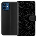 Miniatyrbilde 1 av 3: Kompatibelt Lommeboketui til Apple iPhone 12 Abstrakte ansikter strekunst i hvitt på mørk bakgrunn moderne minimalistisk stil for kunstelskere