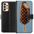 Pikkukuva 1 / 3: Yhteensopiva Lompakkokotelo Samsung Galaxy A33 5G Ylellinen jäätelöpuikko suklaanruskealla kuviolla, eksklusiivinen muotoilu trendikkääseen ja modern