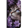 Miniatyrbilde 3 av 3: Kompatibelt Lommeboketui til OnePlus 9 Pro Katt og blomster