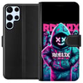 Pikkukuva 1 / 3: Yhteensopiva Lompakkokotelo Samsung Galaxy S22 Ultra 5G Roblox Hoodie Legend Mystinen Roblox-hahmo sinisessä hupparissa, jossa on futuristinen neonva