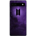Pikkukuva 1 / 3: Yhteensopiva Puhelinkuori Google Pixel 6a BTS kpop-logo violetti galaksi juliste avaruusdesign korealainen yhtye ARMY-symboli tähtitaivas musiikki fa
