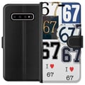 Pikkukuva 1 / 3: Yhteensopiva Lompakkokotelo Samsung Galaxy S10+ 67-meemi vintage-numerokollaasi – retro 6–7-numerodesign klassisilla kirjasimilla ja vintage-tunnelma