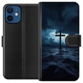 Pikkukuva 1 / 3: Yhteensopiva Lompakkokotelo Apple iPhone 12 mini Risti myrskyisellä merellä dramaattinen kristillinen taulu ristillä ja aalloilla uskonnollinen aihe