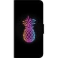 Miniatyrbild 2 av 2: Kompatibelt Plånboksfodral till Samsung Galaxy A20s Neonillustration av ananas i färgglatt ljus mot svart bakgrund i lekfull design
