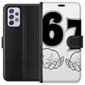 Miniatyrbilde 1 av 3: Kompatibelt Lommeboketui til Samsung Galaxy A52s 5G 67 meme-hender-illustrasjon i svart-hvitt – stilren 6–7-grafikk med hender og et tydelig minimali