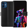 Pikkukuva 1 / 3: Yhteensopiva Lompakkokotelo Apple iPhone 12 mini Roblox Neon Player Värikäs Roblox-hahmo neonväreissä mustaa taustaa vasten modernissa pelityylissä