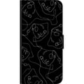 Miniatyrbilde 2 av 2: Kompatibelt Lommeboketui til Samsung Galaxy A03s Abstrakte ansikter strekunst i hvitt på mørk bakgrunn moderne minimalistisk stil for kunstelskere