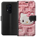 Miniatyrbilde 1 av 3: Kompatibelt Lommeboketui til OnePlus 8 Pro Hello Kitty-inspirert rosa fluffdesign med et ikonisk katteansikt i kawaii-stil