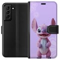 Miniatyrbillede 1 af 3: Kompatibel Tegnebogsetui til Samsung Galaxy S21+ 5G Lyserød Stitch-figur med kawaii-motiv i lilla pastel, sød og charmerende til elskere af søde kara