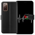 Miniatyrbild 1 av 3: Kompatibelt Plånboksfodral till Samsung Galaxy S20 FE Palestina hjärta med EKG linje flaggfärger svart röd vit grön stark symbol för kärlek och frihe